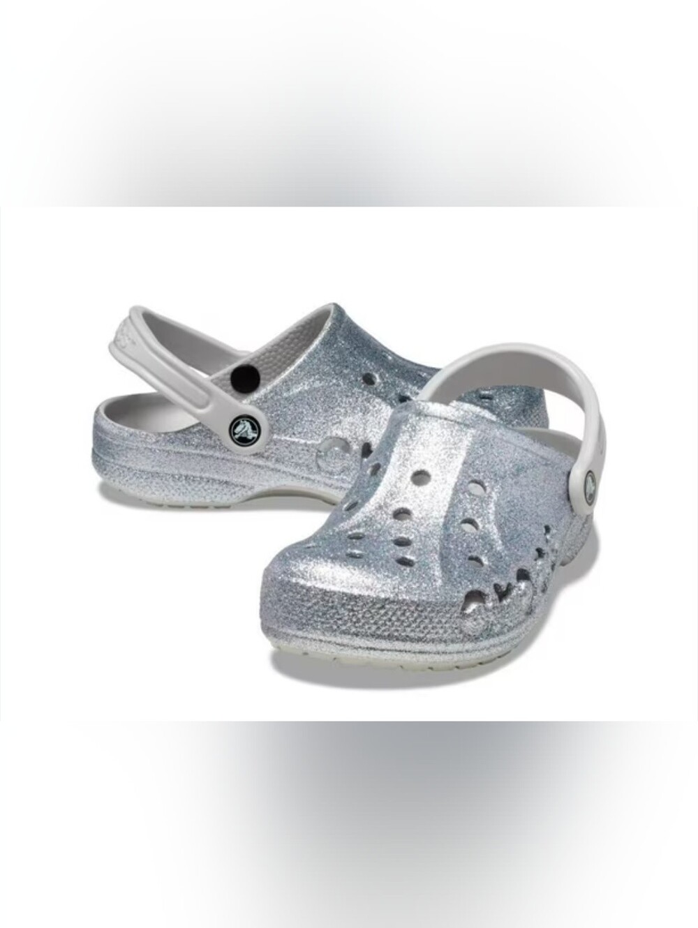 Size. 6 CROCS  Classic Clogs in Sparkling Silver